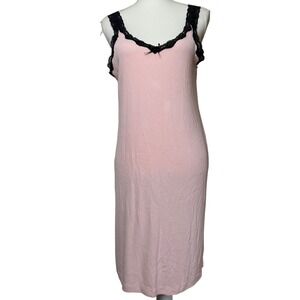 Vintage Y2K Gilligan & OMalley Sleepwear Light Pink Lace Trim Slip Dress Size S